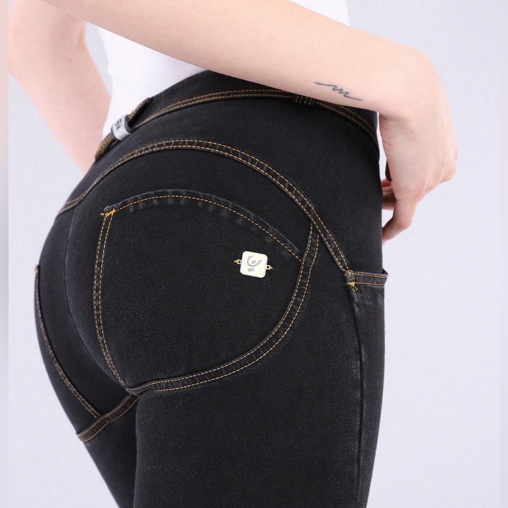 Freddy WR UP Washed Black Yellow Stitch Jeggings Skinny Jeans XS